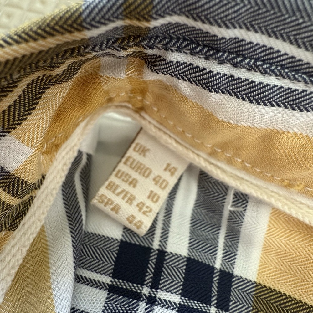 Barbour Women's Newton Button‎ Down Sz 10 White Yellow Nova Check Relaxed Fit - Picture 5 of 8